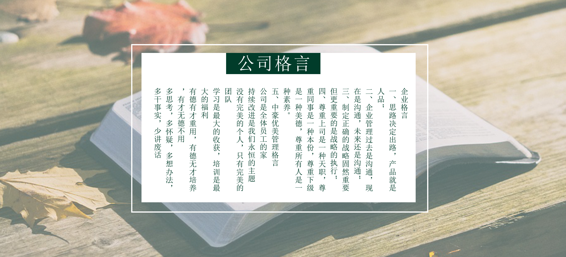 中豪優(yōu)美公司格言